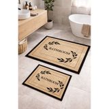 Nihai Ev Dijital Kaymaz Yıkanabilir Jüt Görünümlü Bath İkili Banyo Paspası Takımı Banyo Dekor 40x60+60x90 cm