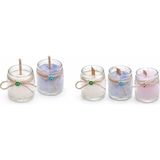 Nihalimgo 3lü Set Renkli Küçük Cam Mum - Mavi - Pembe - Beyaz