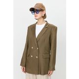 Nihan Keten Blazer Ceket Haki