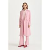 Nihan Kruvaze Kapama Uzun Blazer Poly. Viskon Basic Ceket Pembe