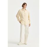 Nihan Modal Vintage Gömlek Yaka Basic Tunik Tereyağ Sarısı