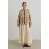Nihan Oversize Desenli Gabardin Pamuk Ceket Bej