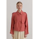 Nihan Pile Detaylı Tencel Crop Ceket Gül Kurusu