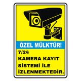 NİHAN REKLAM NİHAN-ÖZEL MÜLKTÜR 7/24 KAMERA KAYIT SİSTEMİ İLE İZLENMEKTEDİR UYARI LEVHASI- 35X25 CM-UV BASKI -5 MM DEKOTA