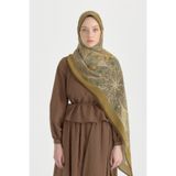 Nihan Sahar Krep İpek Şal - Olive