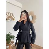 Nihanello Butik Kemer Detaylı Poplin Gömlek - Siyah
