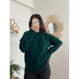 Nihanello Butik Yumoş Oversize Kazak - Zümrüt Yeşili - Standart