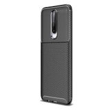 Nihcase Xiaomi Redmi K30 Negro Karbon Desenli Kahverengi Silikon Cep Telefonu Kılıf
