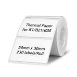 NIIMBOT B1/B21/B3S Etikel Yazıcı için Etiketler, 2" x 1.2" (50×30 mm) Su Geçirmez Etiket Kağıdı Nakliye Adresi Kendinden Yapışkanlı Etiketleme Değiştirme - 1 Rulo 230 adet (Beyaz)