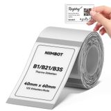 NIIMBOT Kendinden yapışkanlı termal etiketler, B1/B21/B3S etiket bandı, kağıt, okul, ev, ofis, küçük işletmeler için (şeffaf dikdörtgen, 40 x 60 mm)