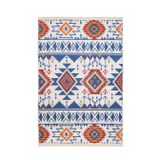 Nijmegen Mavi Etnik Modern Geometrik Etnik Desenli Boho Makinada Yıkanabilir Hafif Hav Toz Vermez Leke Tutmaz Kaymaz Taban Dijital Makine Baskı Halı Oturma Odası Salon Yolluk Koridor Mutfak Halısı