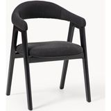 Nik Kollu Sandalye - 35.000 Martindale Kumaş, Yağlı Meşe Gövde, Ergonomik Tasarım - Siyah