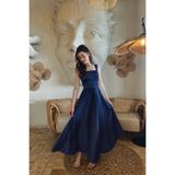 Nika Fashion Lacivert Saten Aura Elbise