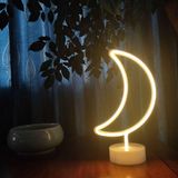 Nikaa Shop Buffer® Dekoratif Pilli Ay Tasarımlı 3D Neon LED Masa ve Gece Lambası