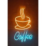 Nikadu Coffee Neon LED Tabela Acil Durum Lambası 50x35 cm Halojen Ampul ile Şarjlı Turuncu