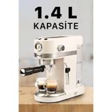 Nikadu Tam Otomatik Kahve ve Espresso Makinesi, 1,4L Kapasiteli, Beyaz