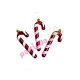 Nikadu Yılbaşı Ağacı Süsü Baston Şeker, 12 cm, 3'lü Set, Kırmızı Beyaz