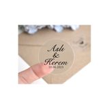 Nikah Şekeri Market Yuvarlak Şeffaf İsim Etiket 3,5 x 3,5 cm 75 Adet Kına Nişan Nikah Düğün Etiketi Yapışkanlı Sticker