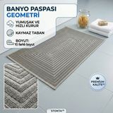 Nikar Home Pamuklu Kaymaz Taban Dikdörtgen Banyo Paspası – Yüksek Emici Pamuk Dokuma Halısı Banyo Mutfak Salon - Bej - 80 x 150 cm