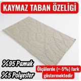 Nikar Home Pamuklu Kaymaz Taban Dikdörtgen Banyo Paspası – Yüksek Emici Pamuk Dokuma Halısı Banyo Mutfak Salon - Krem - 100 x 150 cm