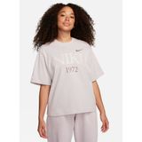 Nike Açık Gri Kadın Bisiklet Yaka T-Shirt FQ6600-019-W Nsw Tee Classıcs Boxy Beden: Xs