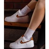 Nike Air Force 1 07 AF1 Leather White Unisex Snaker Hakiki Deri Spor Ayakkabı Beyaz Leopar Swoosh