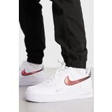 Nike Air Force 1 07 Trainers White With Metallic Swoosh Leather Sneaker Hakiki Deri Günlük Beyaz Erkek Spor Ayakkabı