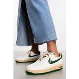 Nike Air Force 1 '07 Unisex Leather Hakiki Deri Sneaker Ayakkabı Beyaz Yeşil Swoosh