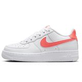 Nike Air Force 1 AF1 GS Leather Unisex Sneaker Turuncu Swoosh Hakiki Deri Günlük Spor Ayakkabı Beyaz-Turuncu