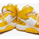 Nike Air Force 1 Mid Off-White AF1 SP Unisex Leather Sneaker Hakiki Deri Unisex Günlük Spor Ayakkabı Sarı Beyaz