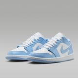 Nike Air Jordan 1 Low Beyaz Aluminum Erkek Basketbol Ayakkabı Kauçuk Taban ile Modern Tasarım - Beyaz - Buz Mavisi
