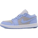 Nike Air Jordan 1 Low Womens Leather Sneaker Hakiki Deri Kadın Günlük Spor Ayakkabı Gri Mavi - Gri - Açık Mavi