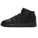 Nike Air Jordan 1 Mid Leather Sneaker Bilekli Hakiki Deri Siyah Sarı Beyaz Kadın Spor Ayakkabı