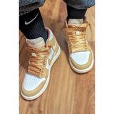 Nike Air Jordan 1 Mıd Leather Sneaker Deri Bilekli Günlük Spor Ayakkabı Taba - Krem