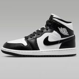 Nike Air Jordan 1 Mid Panda Unisex Leather Sneaker Hakiki Deri Bilekli Günlük Spor Ayakkabı Siyah-Beyaz