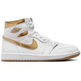 Nike Air Jordan 1 Mid Retro Sneaker Hakiki Deri Bilekli Beyaz Gold Unisex Spor Ayakkabı