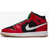 Nike Air Jordan 1 Mid Se Christmas (Gs) - Kadın Spor Ayakkabı - Beyaz - Siyah - Kırmızı