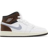 Nike Air Jordan 1 Mıd Se Leather Sneaker Deri Bilekli Günlük Spor Ayakkabı Beyaz Kahve Duman