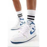 Nike Air Jordan 1 Mid Special Edition Leather Unisex Sneaker Hakiki Deri Bilekli Günlük Spor Ayakkabı Beyaz