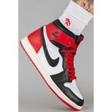 Nike Air Jordan 1 Retro High Og Unisex Sneaker Hakiki Deri Bilekli Günlük Spor Ayakkabı Beyaz Kırmızı - Beyaz- Kırmızı
