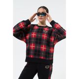 Nike Air Jordan Brooklyn Fleece Crew Losse Fit Sweatshirt Kadın Bol Kesim Şardonlu Sweatshirt Siyah-Kırmızı
