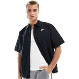 Nike Club Woven Loose Fit Short Sleeve Shirt in Black Erkek Bol Kesim Dokuma Kısa Kollu Spor Gömlek
