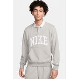 Nike Clup Fleece Long-Sleeve Fleece Polo Mens Sweatshirt Erkek Pamuklu Polo Yaka Sweatshirt Gri