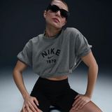 Nike Collection Ss Fleece Crew Kadın Pamuklu Bol Kesim Crop T-Shirt HJ0224 - Gri