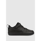 Nike Court Borough Low 2 Leather Sneaker Hakiki Deri Lastik İpli Bantlı Unisex Spor Ayakkabı Siyah Siyah