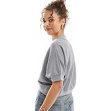 Nike Crop Loose Fit French Terry Short Sleeve Top Kadın Bol Kesim Crop Kısa Kollu Sweatshirt Gri - XS