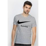 Nike Dri-Fit Running Erkek Gri Spor Tişört - M
