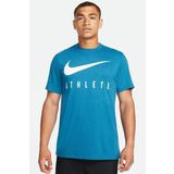 Nike Dri Fit Training Cotton Tee Short Sleeve Baskılı Mavi Tişört