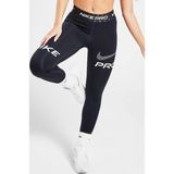 Nike Dri Fit Training Pro Graphic Women's Mid Rise Leggings Kadın Spor Tayt Füme Siyah