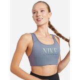 Nike Dynamic Training One Swoosh Dri Fit Women's Mid Support Sports Padded Sporcu Pedli Bra Mavi